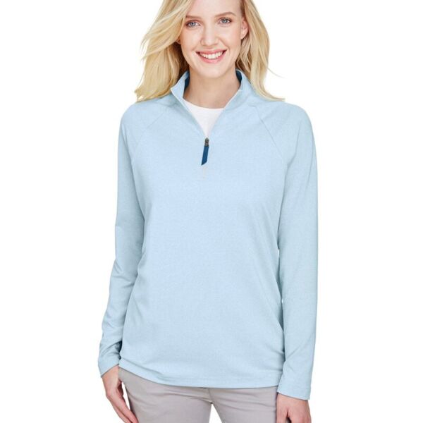 Women's CrownLux Performance® Clubhouse Micro-Stripe Quarter-Zip Pullover Thumbnail
