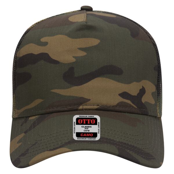 OTTO CAP Camouflage 5 Panel Mid Crown Mesh Back Trucker Hat Thumbnail