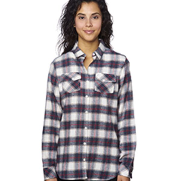 Ladies' Plaid Boyfriend Flannel Shirt Thumbnail