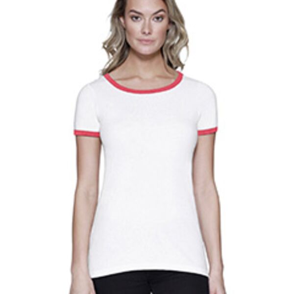 Ladies' CVC Ringer T-Shirt Thumbnail